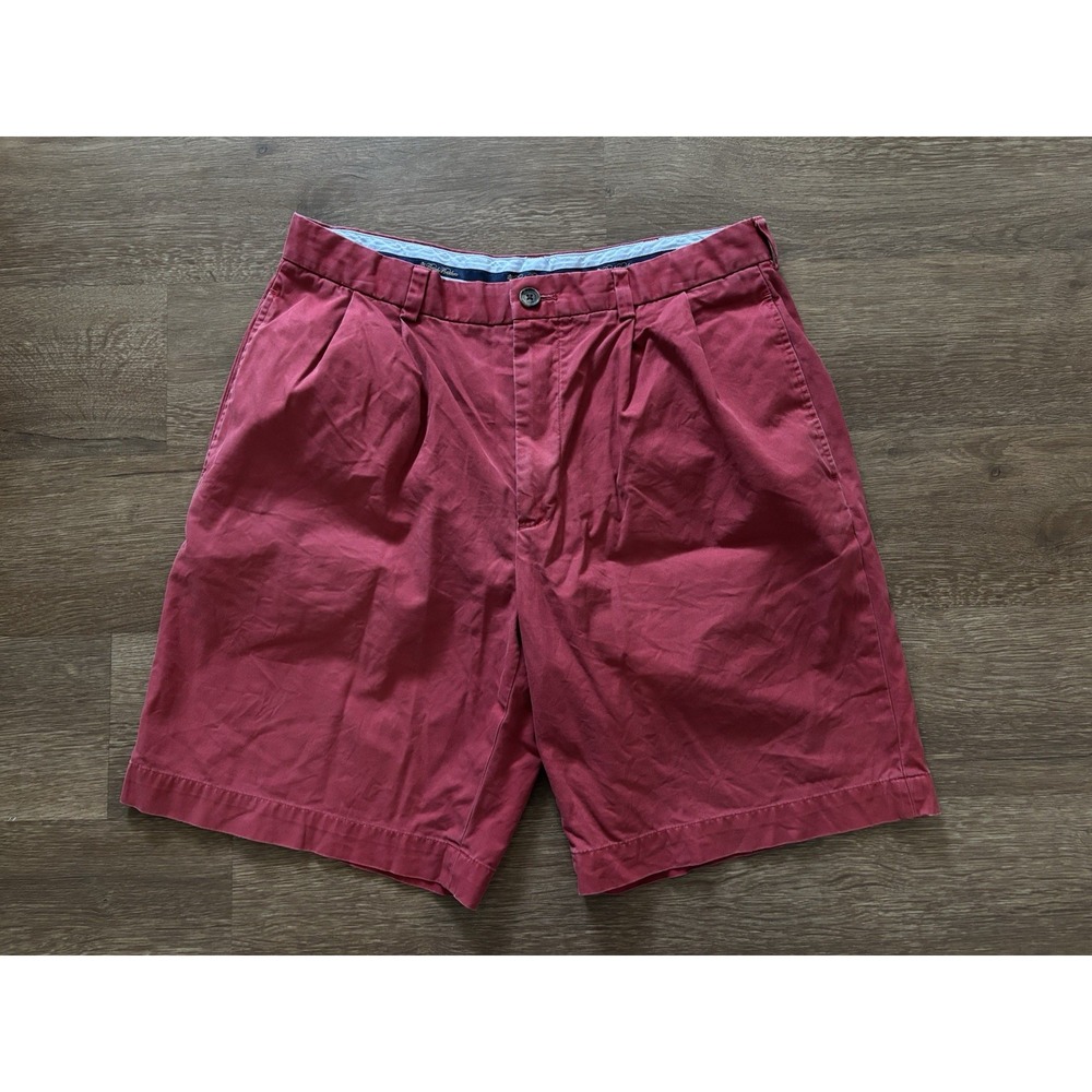 Brooks Brothers W34 RED 9" Stretch Cotton Preppy Chino Shorts Men's Plaid Lining